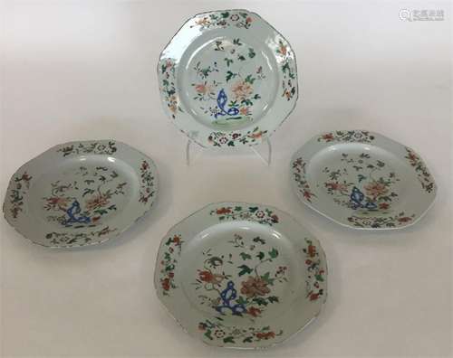 Four 18th Century Chinese porcelain octagonal plat