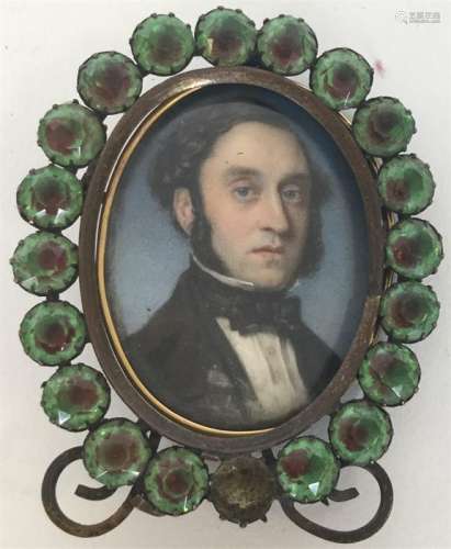 An oval miniature of a gentleman in black tie and