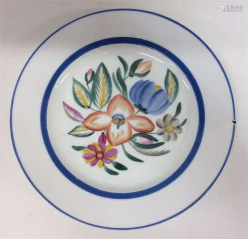 A Russian porcelain dessert plate painted in brigh