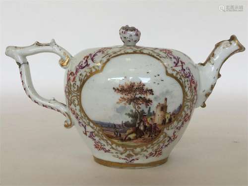 An 18th Century Meissen porcelain oviform teapot a