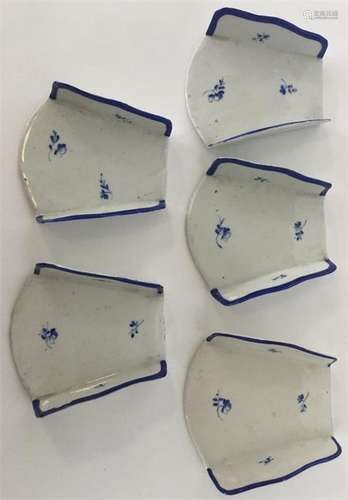 Five 18th Century French porcelain blue and white