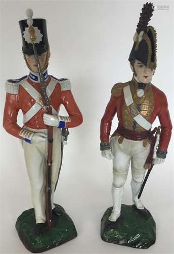 A Continental porcelain figure of a Grenadier guar