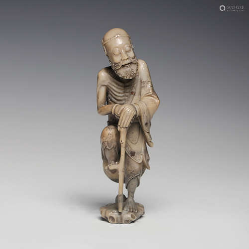 CHINESE SOAPSTONE FIGURE OF LOHAN