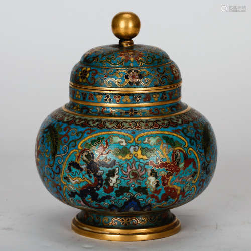 CHINESE CLOISONNE COVER JAR