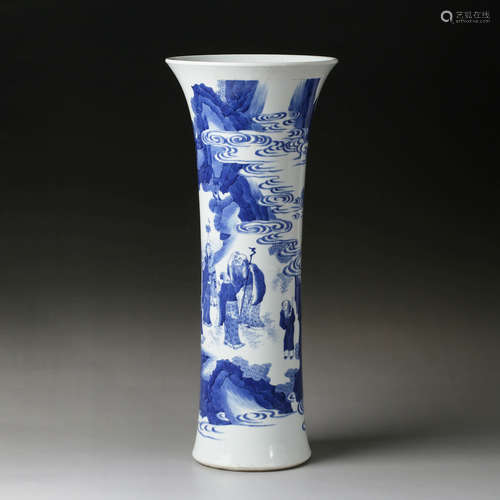 CHINESE BLUE AND WHITE GU VASE