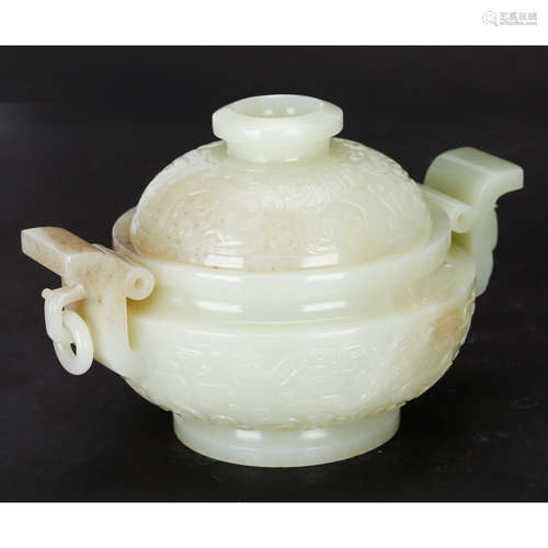 CHINESE CELADON JADE COVER CENSER