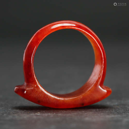 CHINESE RED AGATE RING