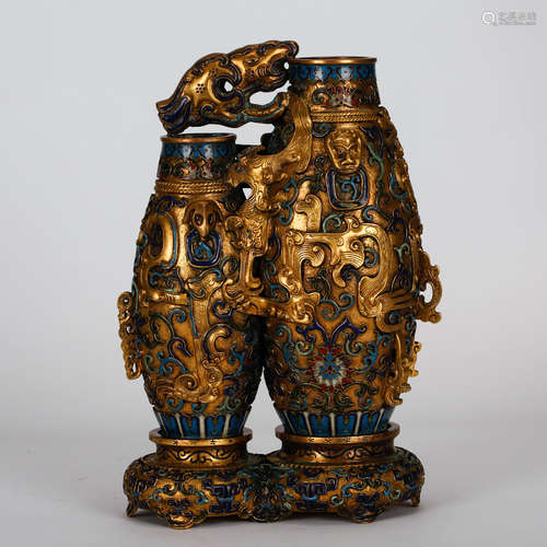 CHINESE CLOISONNE DOUBLE VASE