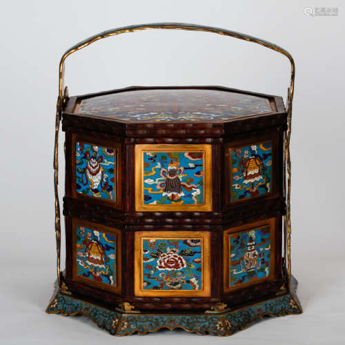 CHINESE CLOISONNE STACKED BASKET
