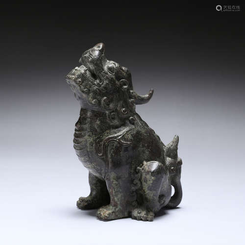 CHINESE BRONZE SEATED QILIN