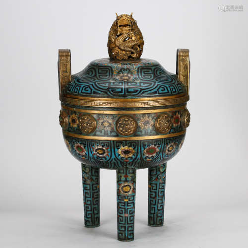 CHINESE CLOISONNE TRIPOD CENSER