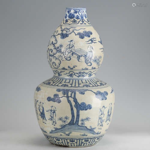 CHINESE BLUE AND WHITE GOURD VASE