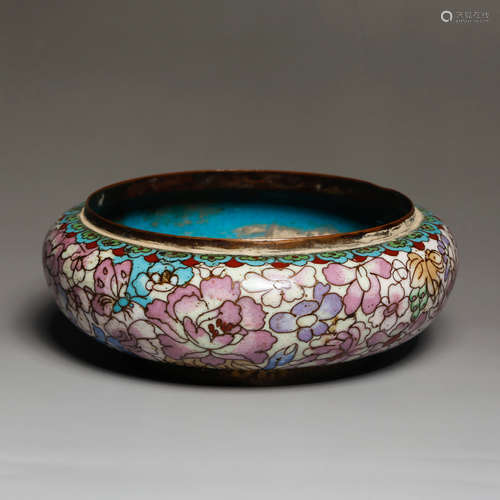 CHINESE BRONZE ENAMEL BRUSH WASHER