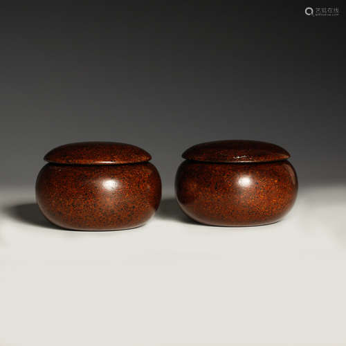 CHINESE PAIR OF LACQUER WOOD GO BOXES