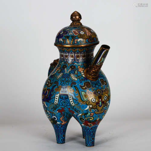 CHINESE CLOISONNE ARCHAIC VESSEL STYLE EWER
