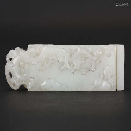 CHINESE WHITE JADE BELT PLAQUE