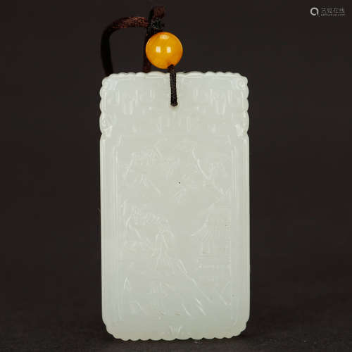 CHINESE WHITE JADE PLAQUE PENDANT