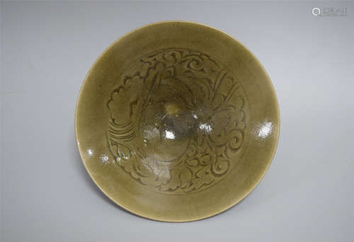 CHINESE PORCELAIN YAOZHOU KILN ENGRAVED FLOWER TEA BOWL SONG DYNASTY