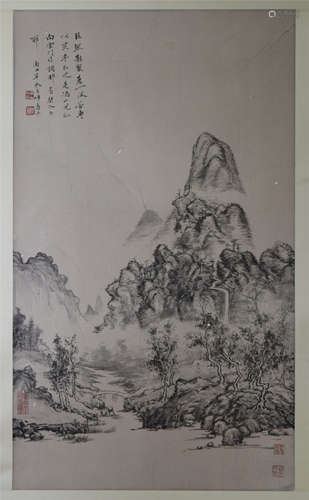 CHINESE SCROLL PAINTING OF MOUNTAIN VIEWS