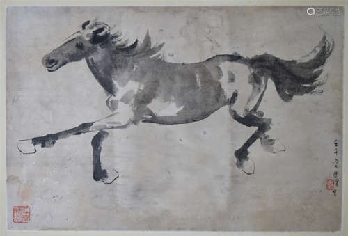 CHINESE SCROLL PAINTING OF HORSE