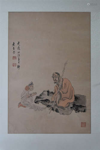 CHINESE ALBUM PAINTING OF SEATED LOHAN