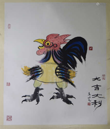 CHINESE SCROLL PAINTING OF ROOSTER