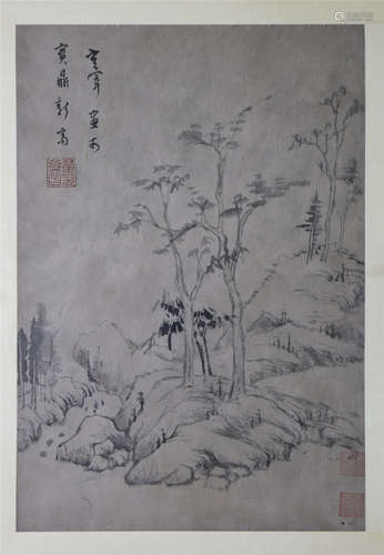 CHINESE ALBUM PAINTING OF WOOD