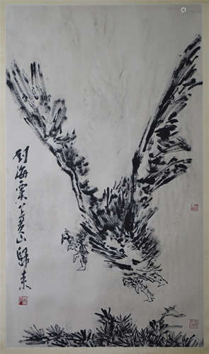 CHINESE SCROLL PAINTING OF EAGLE