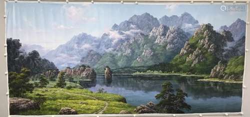 A KOREAN OIL PAINTING OF LANDSCAPE