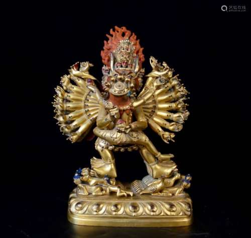 A GITL BRONZE FIGURE OF VAJARBHAIRAVA AND VAJRA