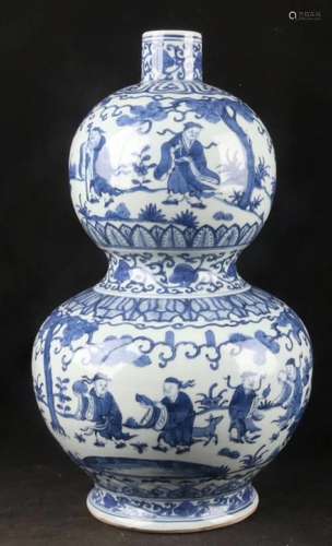 A BLUE AND WHITE DOUBLE GOURD VASE,JIANGJING MARK