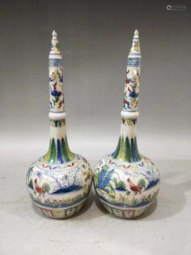 A PAIR OF DOUCAI VASES, CHENGHUA MARK