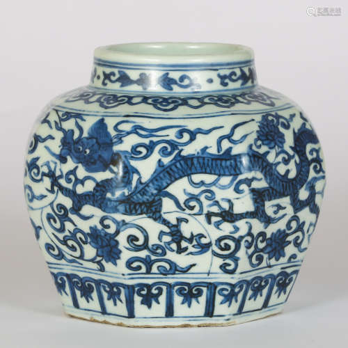 CHINESE BLUE AND WHITE DRAGON JAR