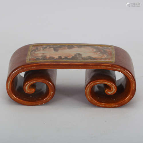 CHINESE FAMILLE ROSE SCROLL BRUSH REST