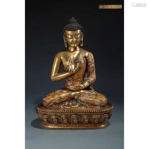 A GITL-BRONZE FIGURE OF BUDDHA