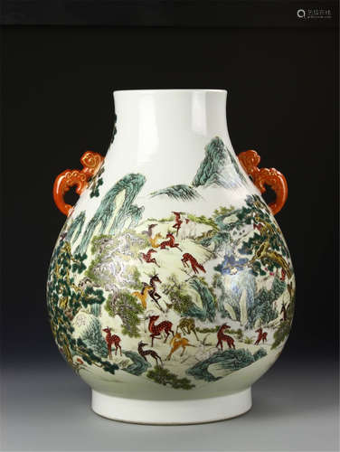 Chinese Famille Rose Cong Vase