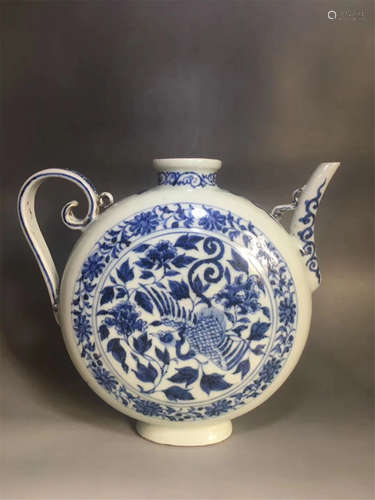 China, Blue And White Lotus Bottle