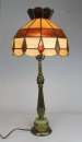 America,Set Of Colored Glazed Lampshade And Lamp