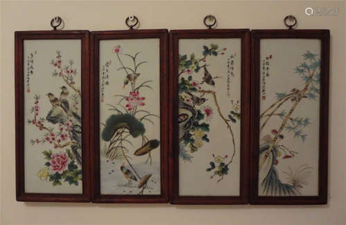 China,Bird And Flower Famille Rose Plaque