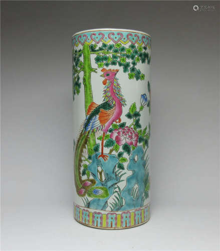 China,Famille Rose Hat Stand Vase