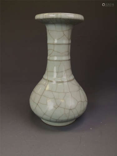 China, Official Ware(Song Style), Dish-shaped Mouth Vase with Carved Neck In Bamboo Form