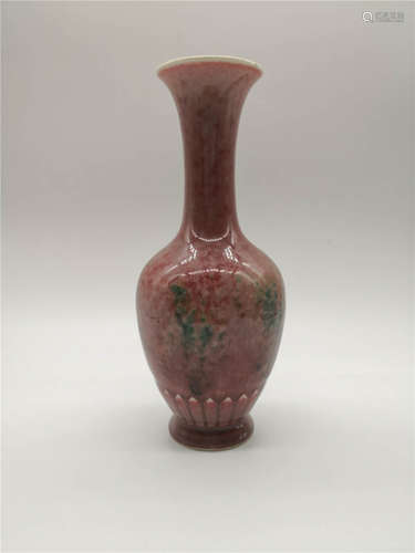 Chinese Peach-Blossom Glazed Guanyin Vase