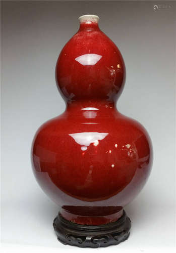 China, Ox-blood Red Glazed Gourd Vase