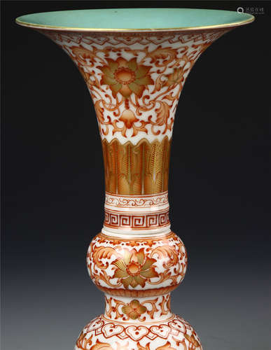 Chinese Famille Rose Gu Vase