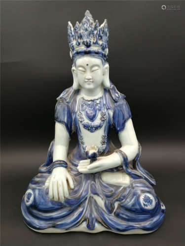 Blue And White Figure Of Buddha