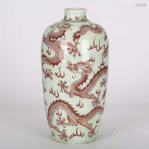 CHINESE IRON RED DRAGON VASE