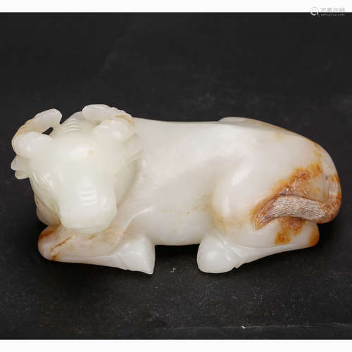 CHINESE WHITE JADE CARVED WATER BUFFALO