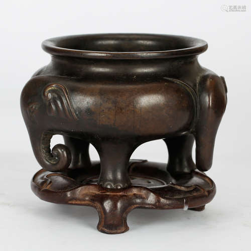 CHINESE BRONZE ELEPHANT CENSER