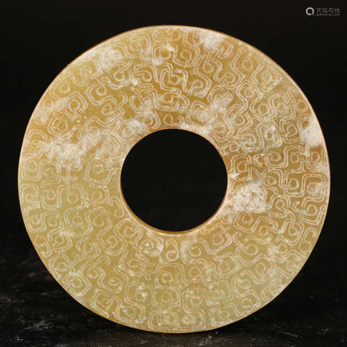 CHINESE ARCHAIC JADE BI DISK