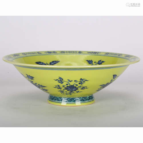 CHINESE YELLOW GROUND PORCELAIN BOWL